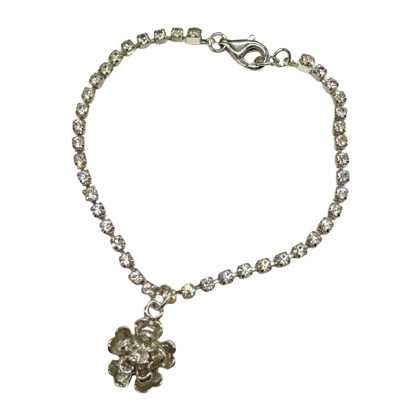 Clear Rhinestone Flower Pendant Doll Necklace • 18” Fashion Doll Jewelry