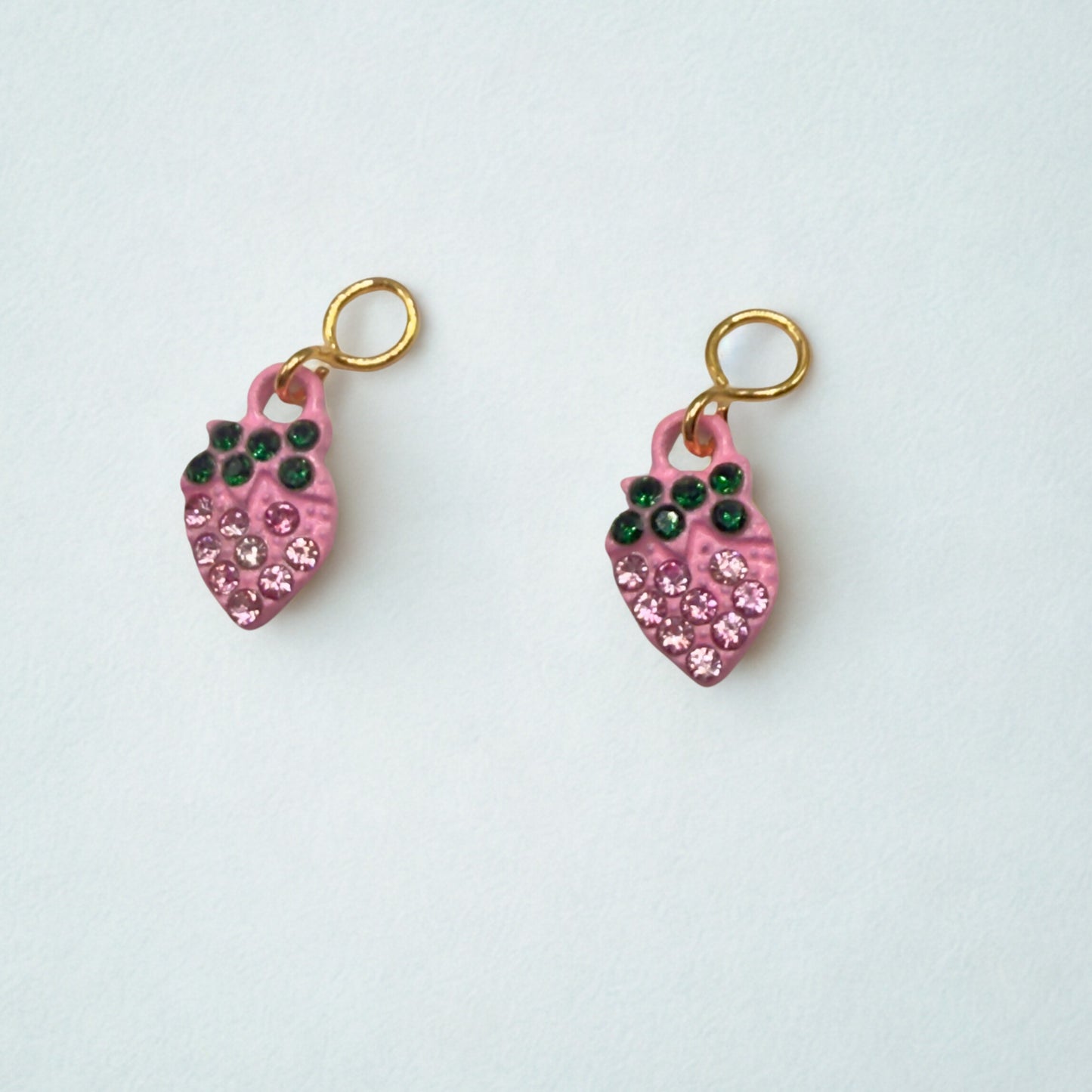 Pink Strawberry Rhinestone Accents Doll Earring DANGLE ONLY • 18” Fashion Doll Jewelry