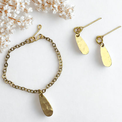 Gold Teardrop Dangle Doll Necklace & Earrings • 16 Inch Fashion Doll Jewelry