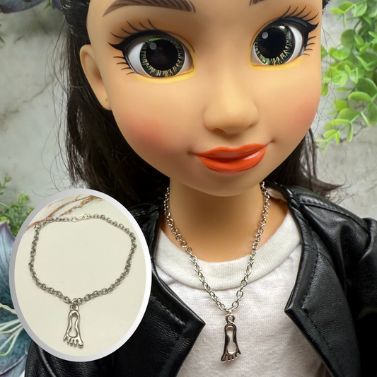 Silver Foot Charm Doll Necklace • 18 Inch Fashion Doll Jewelry
