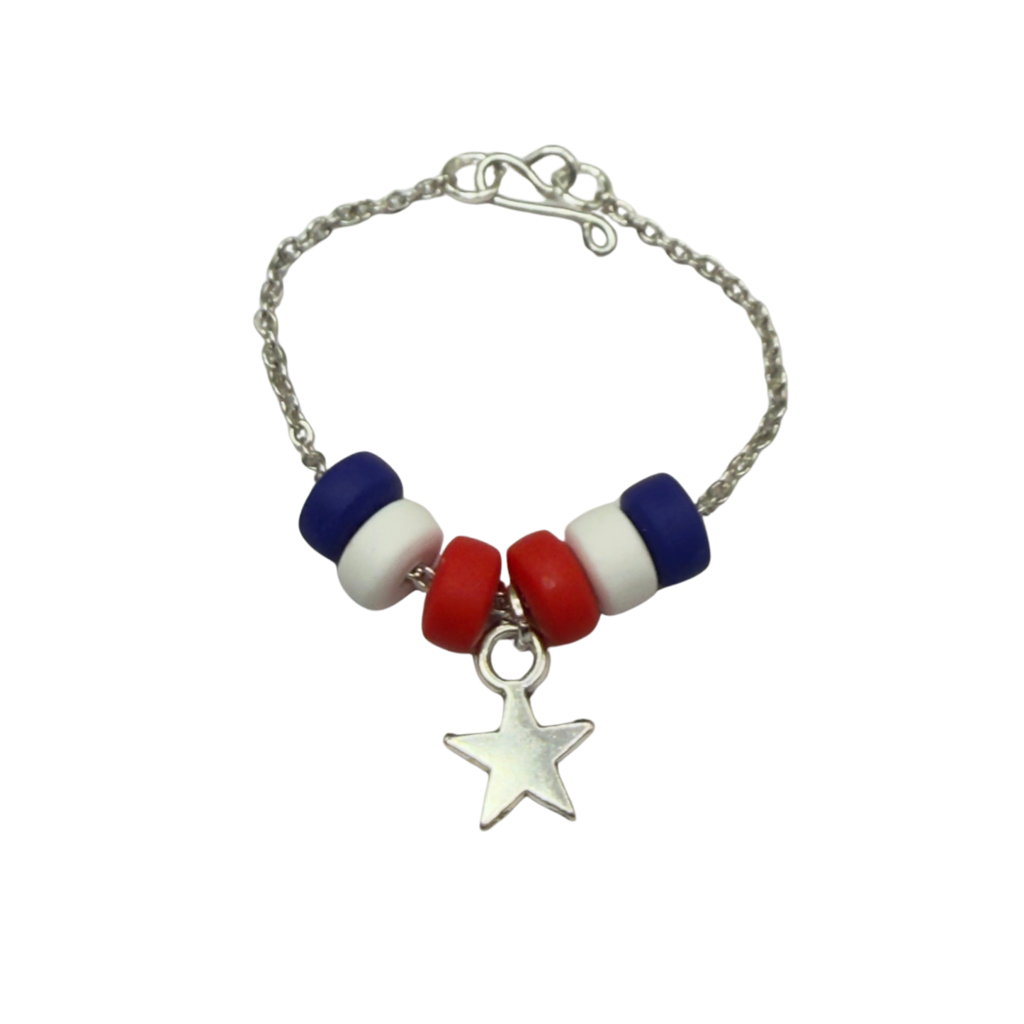 Red White Blue Beaded Silver Star Charm Doll Necklace for 16 Inch Fashion Doll