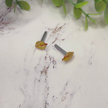 Yellow Golden Autumn Fall Leaf Post Doll Earrings •2mm Post • 18 Inch Fashion Doll