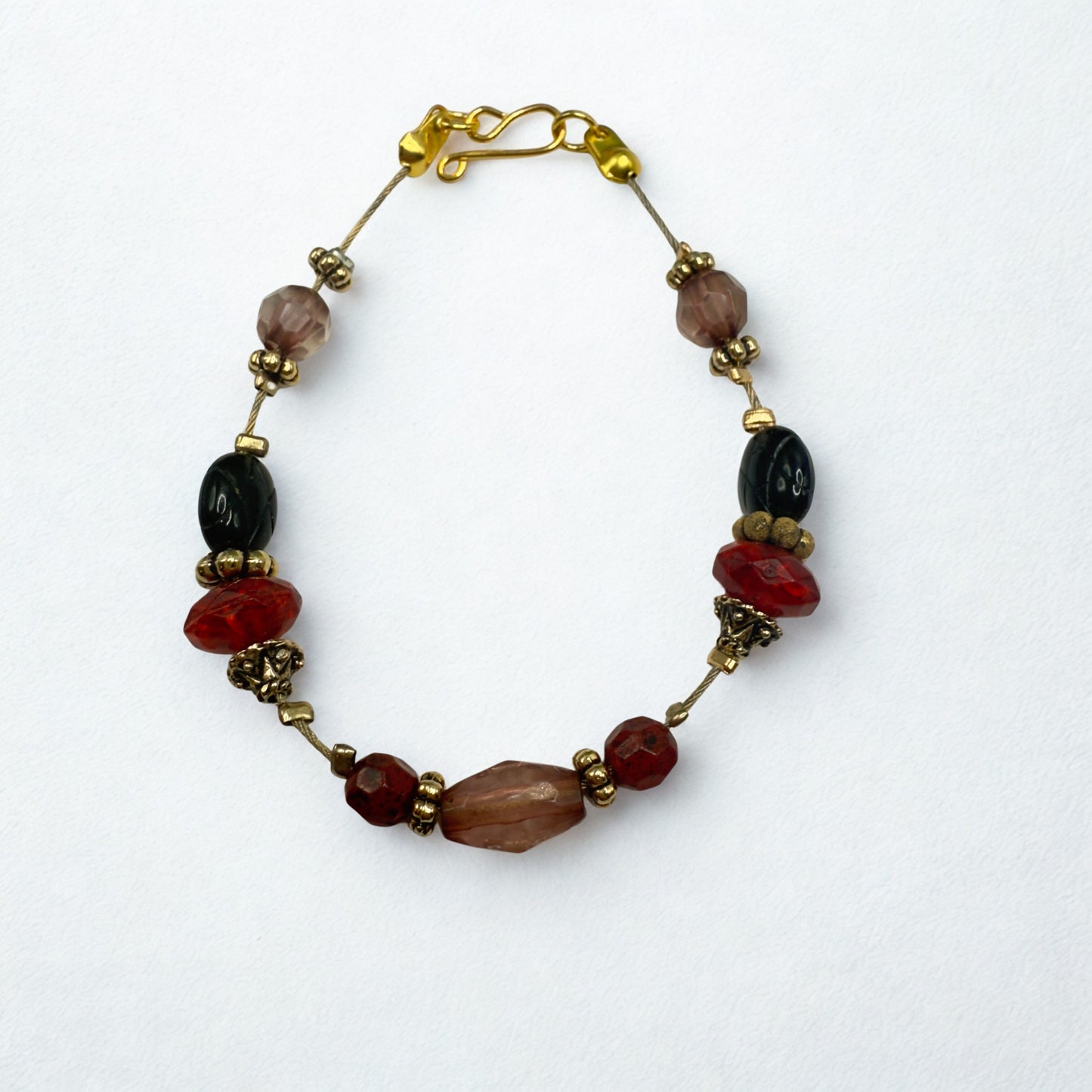 Red Black Multi Color Beaded Wire Strung Doll Necklace • 18 Inch Fashion Doll Jewelry