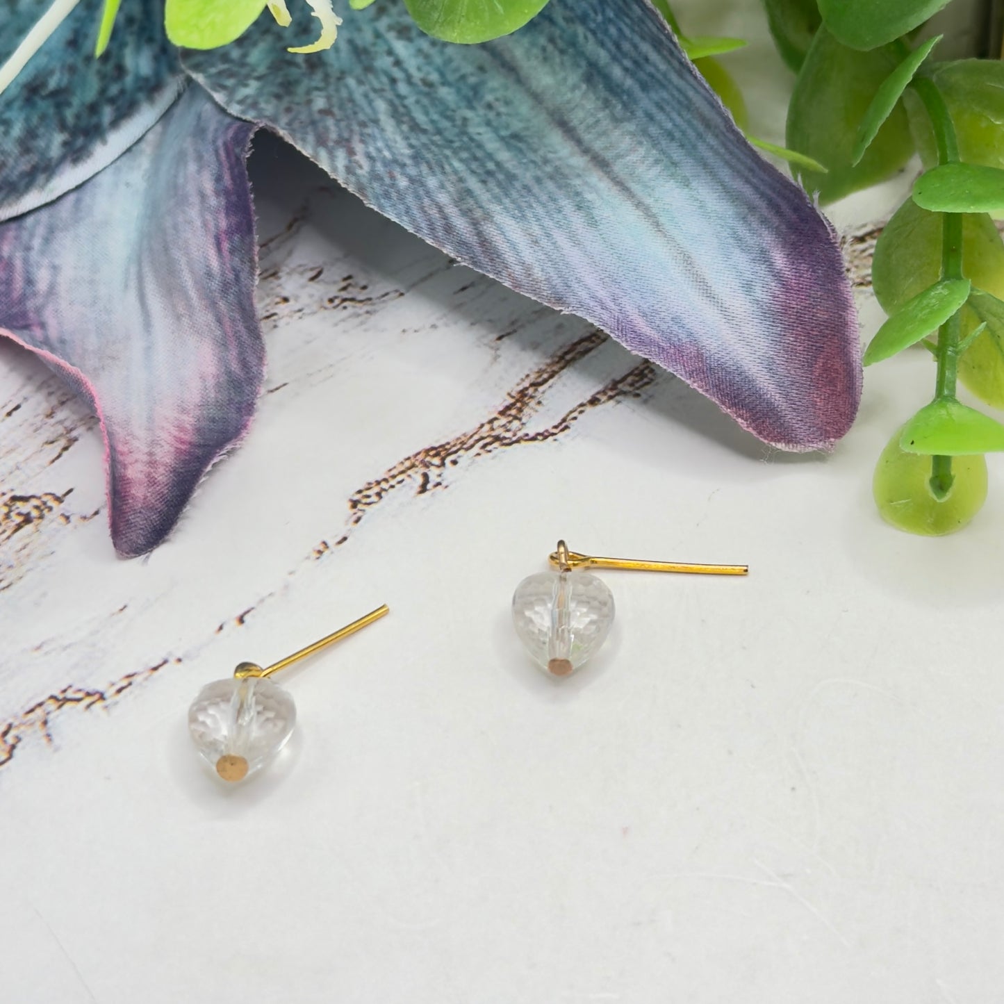 Clear Acrylic Crystal Heart Doll Earrings • 18 Inch Fashion Doll Jewelry