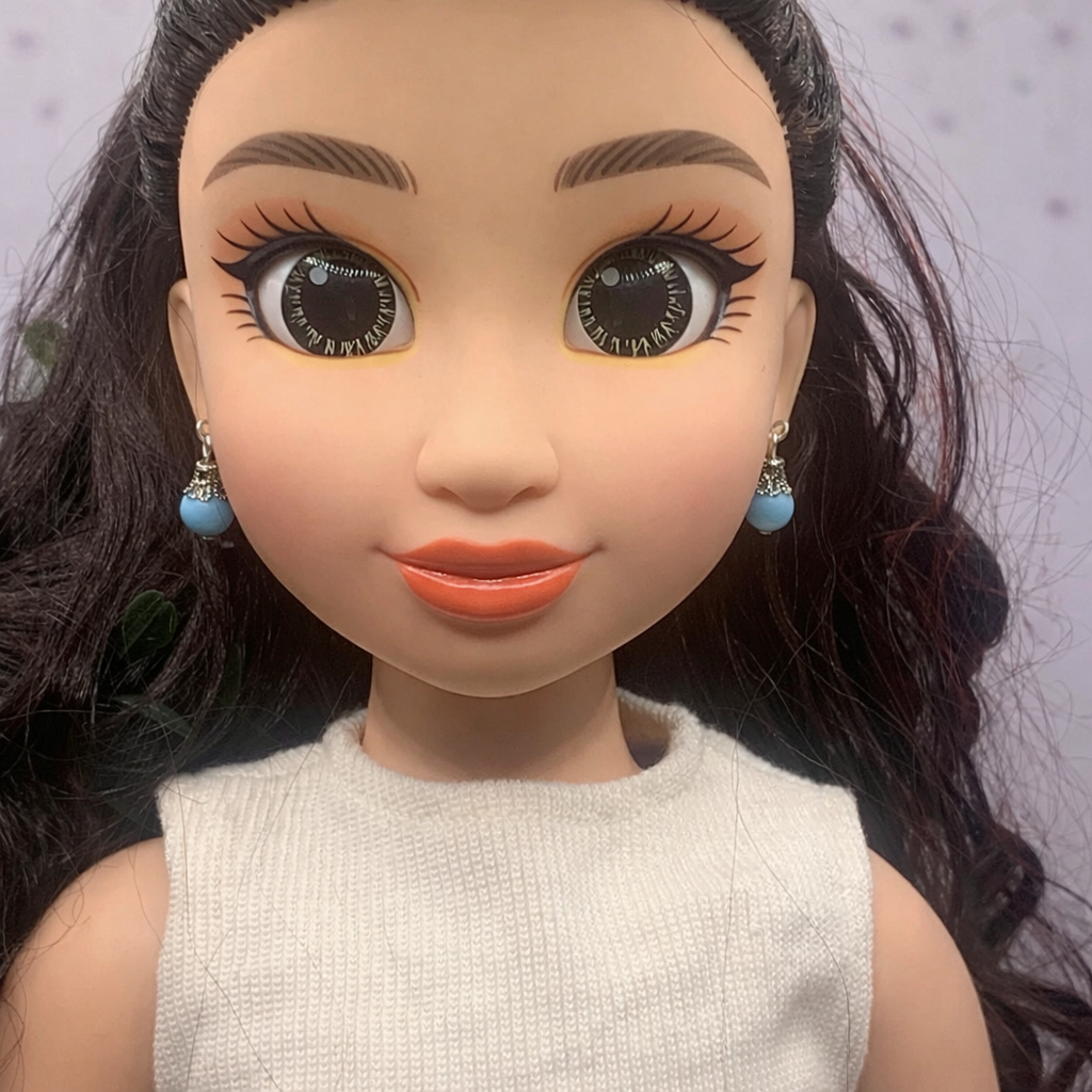 Light Turquoise Blue Dangle Doll Earrings • 18 Inch Fashion Doll Jewelry