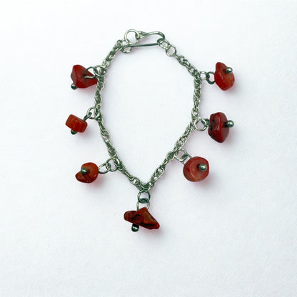 Red Stone Dangles Silver Chain Doll Necklace • 16 Inch Fashion Doll Jewelry