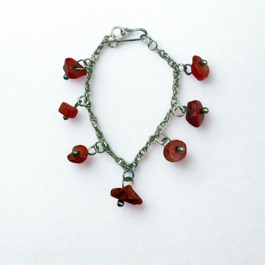 Red Stone Dangles Silver Chain Doll Necklace • 16 Inch Fashion Doll Jewelry