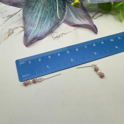 Pink Glass Pearl Oval Pendant Doll Necklace & Earrings • 18 Inch Fashion Doll Jewelry