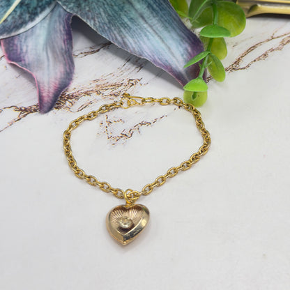Gold Heart Charm Clear Rhinestone Center Doll Necklace • 18 Inch Fashion Doll Jewelry