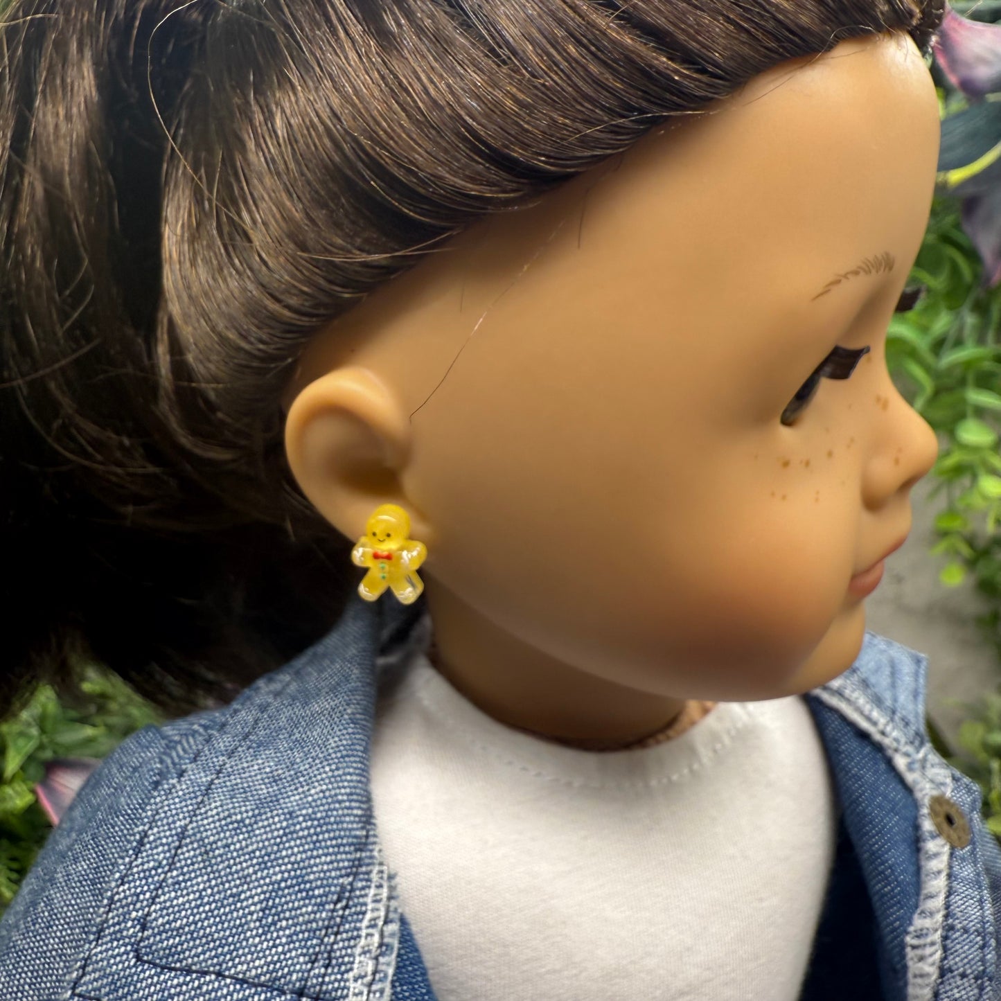 Gingerbread Man Christmas Post Doll Earrings • 2mm Post for 18 Inch Fashion Doll