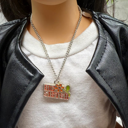 Big Sister Charm Silver Doll Necklace • 18 Inch Fashion Doll Jewelry