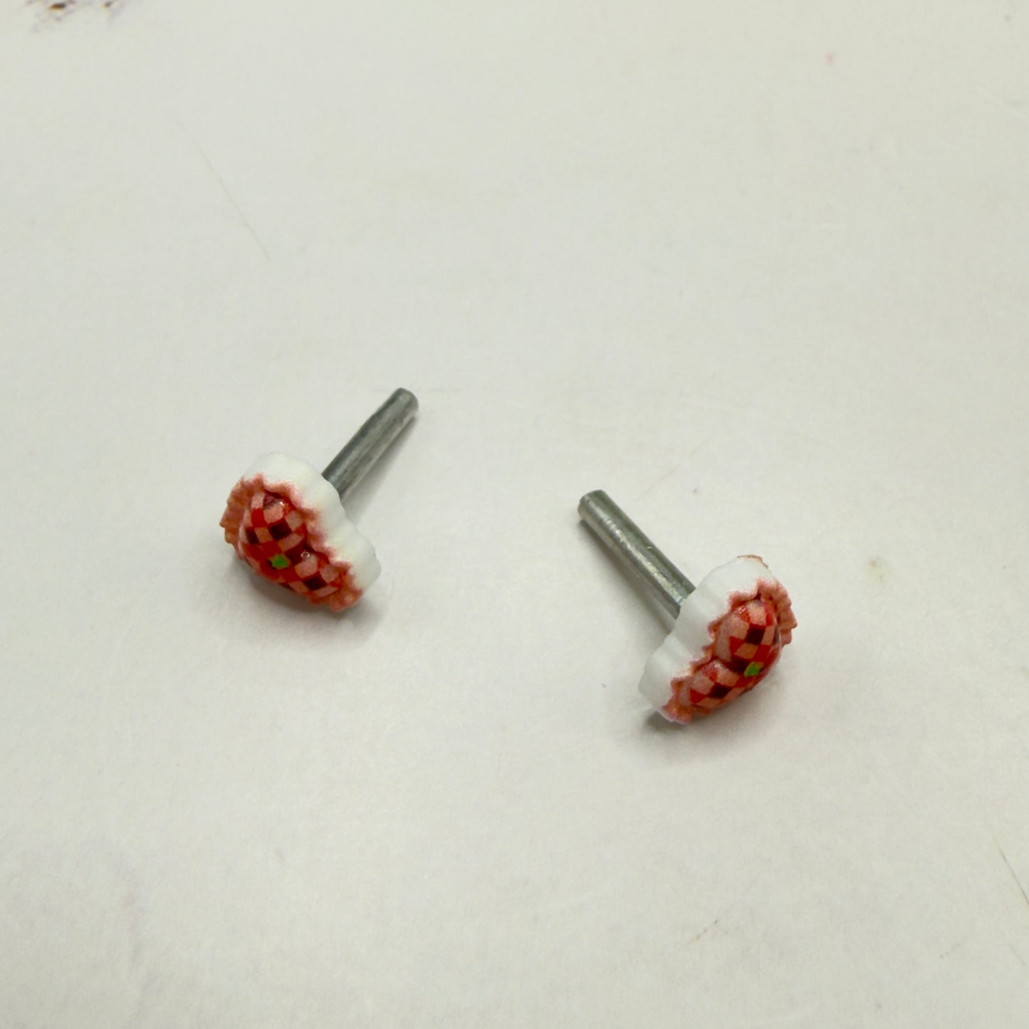 Pink Coral Lattice Design Heart Post Doll Earrings • 2mm Post for 18 Inch Fashion Doll