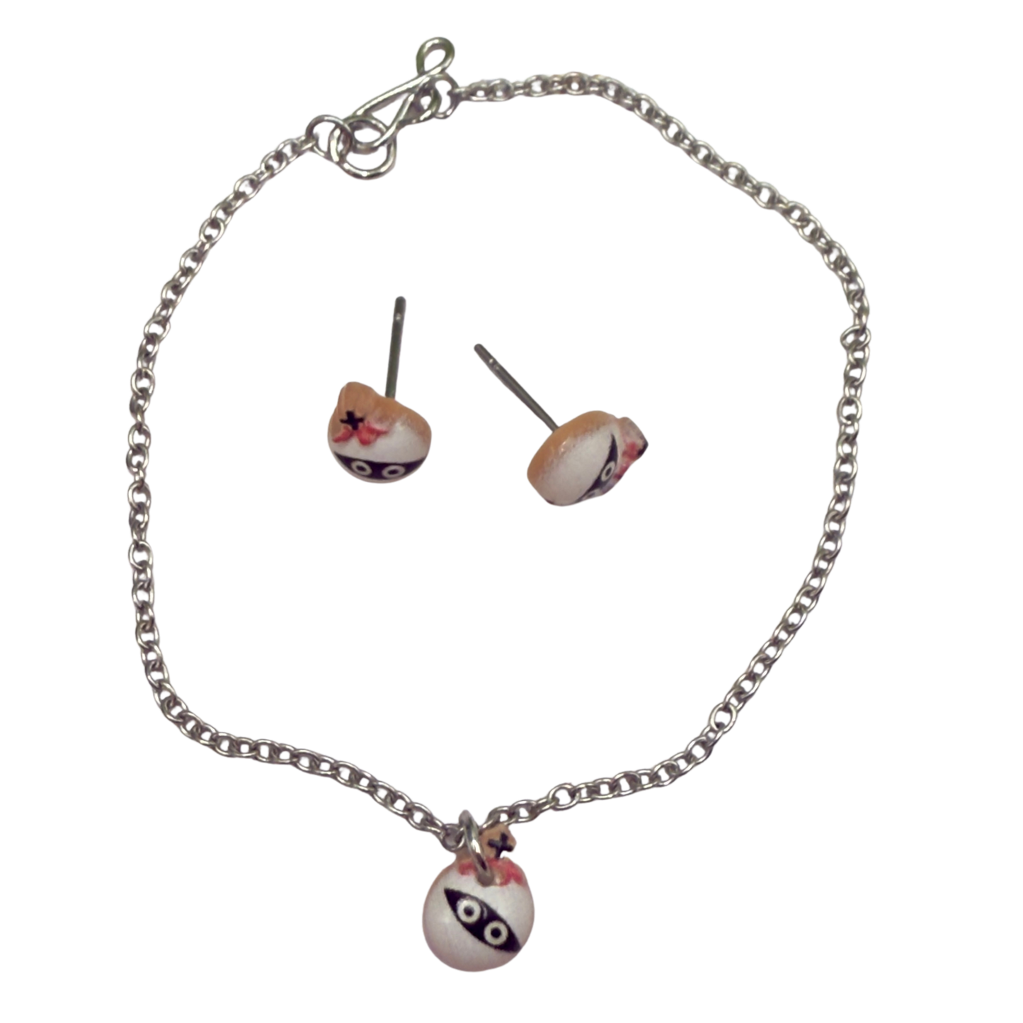 Halloween Mummy Charm Doll Necklace and Earrings Set • 14 Inch Doll Jewelry