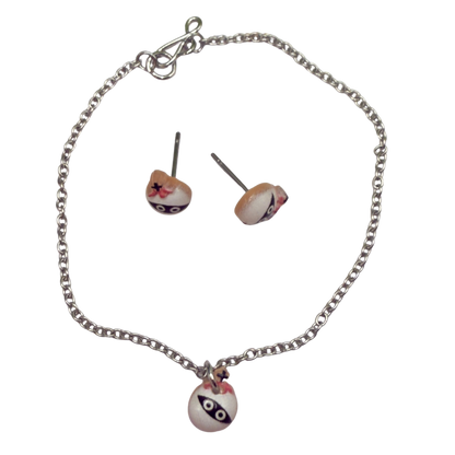 Halloween Mummy Charm Doll Necklace and Earrings Set • 14 Inch Doll Jewelry