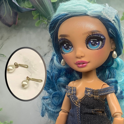Teardrop Pearl Dangle Doll Earrings •  10-12” 1:6 Fashion Fashion Doll Jewelry