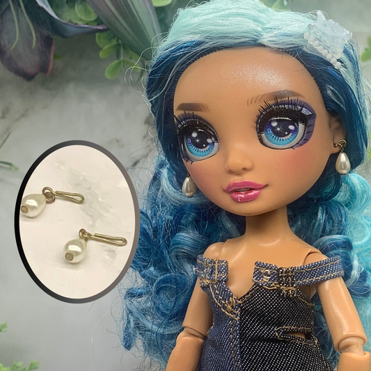 Teardrop Pearl Dangle Doll Earrings •  10-12” 1:6 Fashion Fashion Doll Jewelry