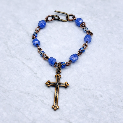Blue Glass Cross Pendant Doll Necklace • 16 Inch Fashion Doll Jewelry