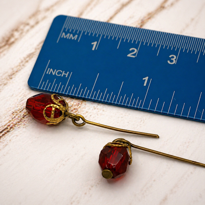Purple Red Glass Crystal Dangle Doll Earrings • 18 Inch Fashion Doll Jewelry