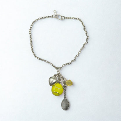 Love Tennis Multi Charm Silver Doll Necklace • 18 Inch Fashion Doll Jewelry