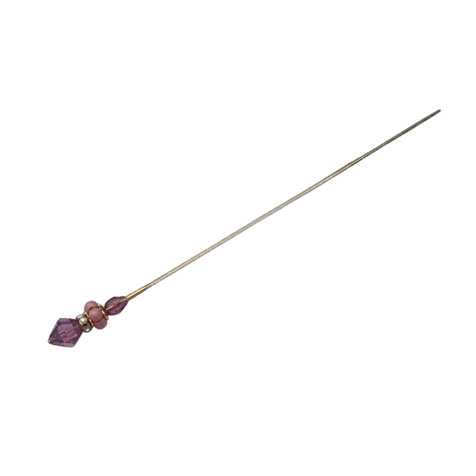 Dusky Pink & Purple Crystal w/ Clear Rhinestone Accent - 6” Pin • Hatpin