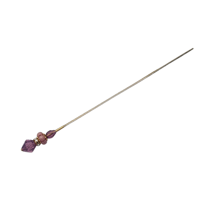 Dusky Pink & Purple Crystal w/ Clear Rhinestone Accent - 6” Pin • Hatpin