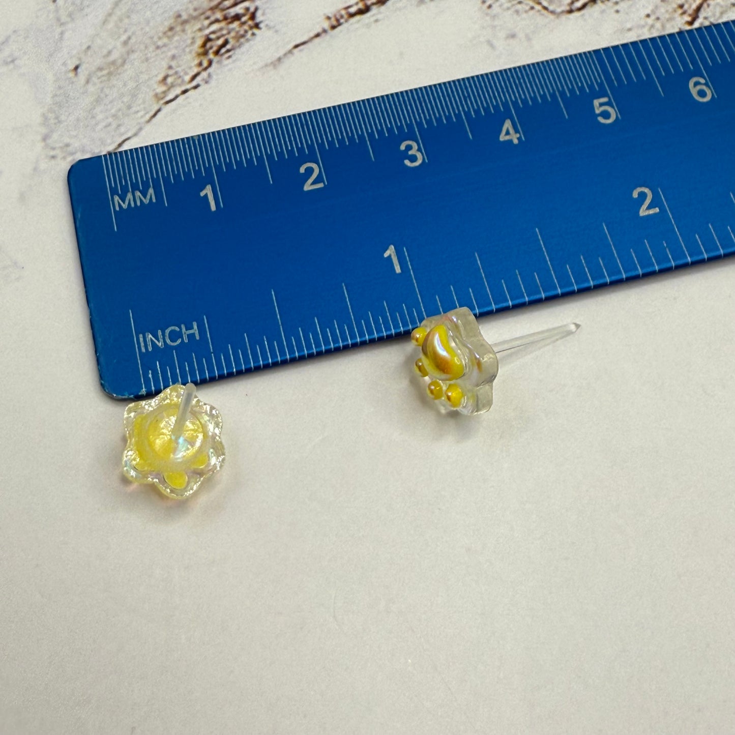 Light Yellow Acrylic Paw Print Doll Earrings • 18 Inch Fashion Doll Jewelry