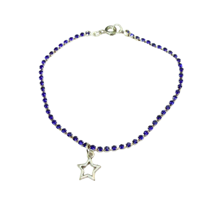 Blue Rhinestone Silver Star Charm Doll Necklace for 18 Inch Fashion Doll