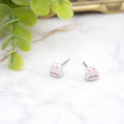 White Pink Bunny Easter Post Doll Earrings • 18 Inch Fashion Doll Jewelry