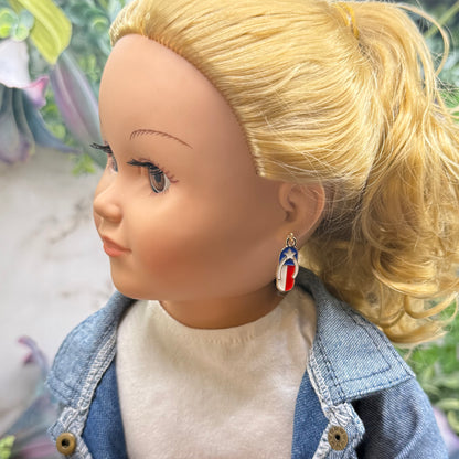 Americana Patriotic Flip Flop Sandal Dangle Doll Earrings for 18 Inch Fashion Doll