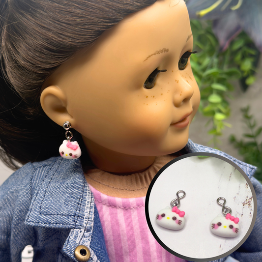 Hello Cat Kitty Charm Doll Earring DANGLE ONLY • 18” Fashion Doll Jewelry
