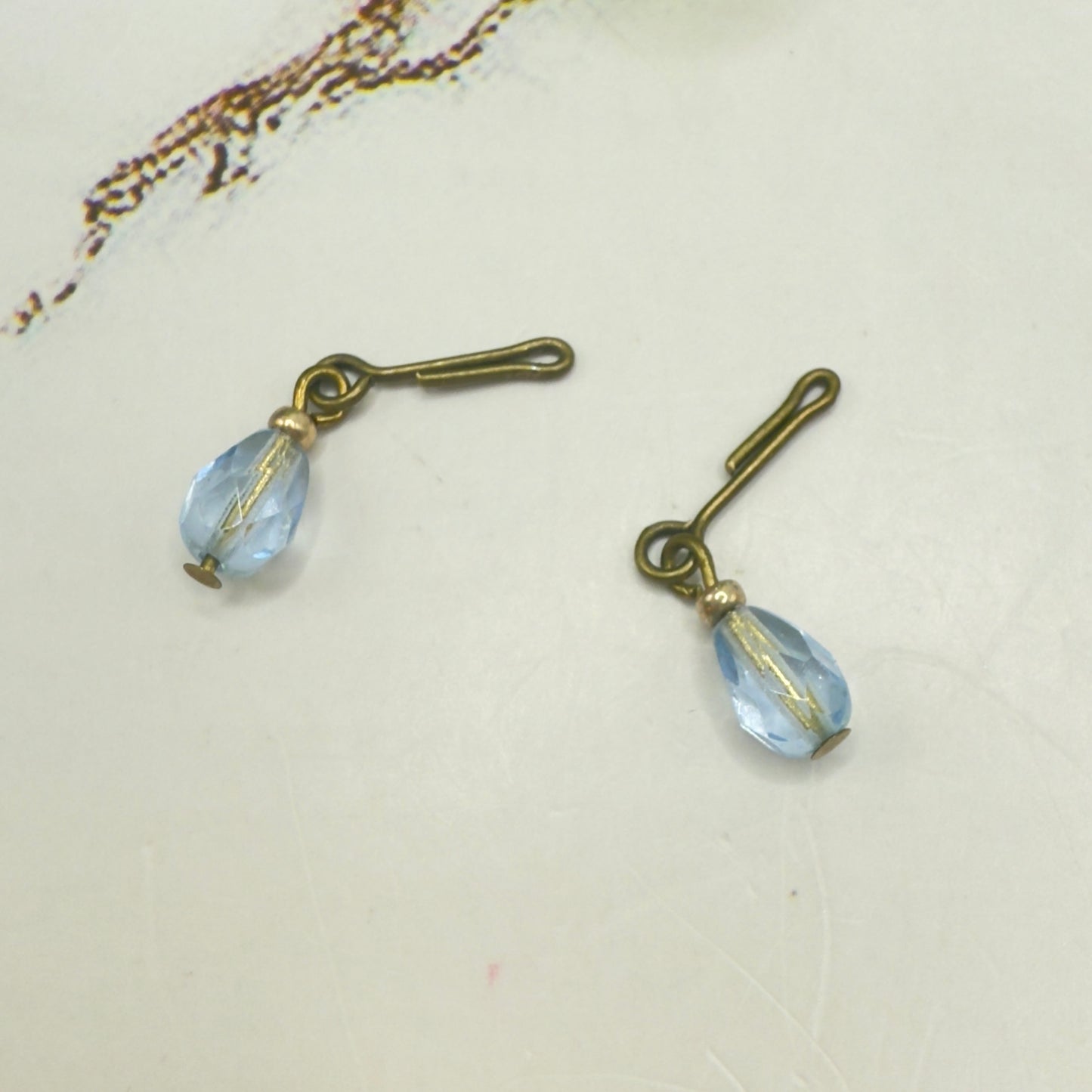 Light Blue Glass Crystal Dangle Earrings • 10-12 Inch Fashion Doll Jewelry 1:6