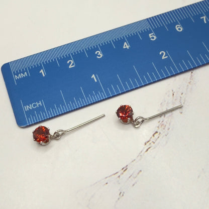 Red Round Rhinestone Silver Dangle Doll Earrings • 14 Inch Fashion Doll Jewelry