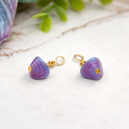 Purple Blue Swirl Glass Drop Gold Doll Earrings - DANGLE ONLY fits 2mm post for 18 Inch Fashion Dolls