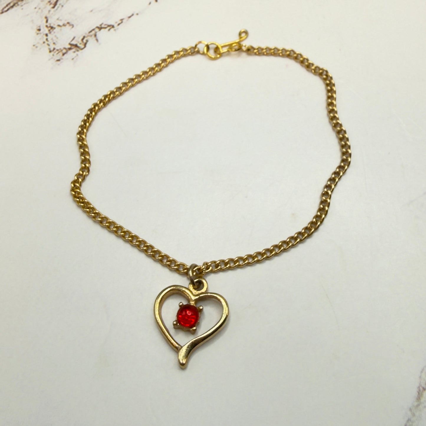 Open Work Gold Heart Red Rhinestone Pendant Doll Necklace • 18 Inch Fashion Doll Jewelry