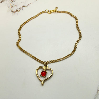 Open Work Gold Heart Red Rhinestone Pendant Doll Necklace • 18 Inch Fashion Doll Jewelry