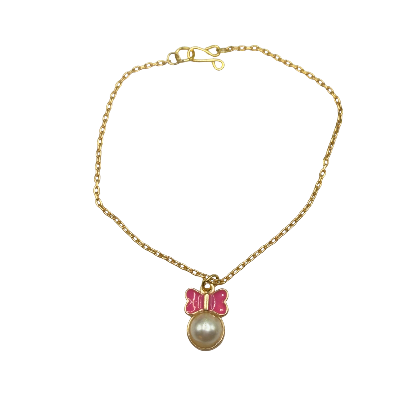 Pink Bow Pearl Charm Pendant Gold Doll Necklace • 18 Inch Fashion Doll Jewelry