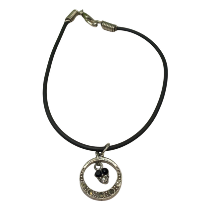 Black Gray Metallic Rhinestone Accent Circle Pendant Black Silicone Rubber Doll Necklace• 18 Inch Fashion Doll Jewelry