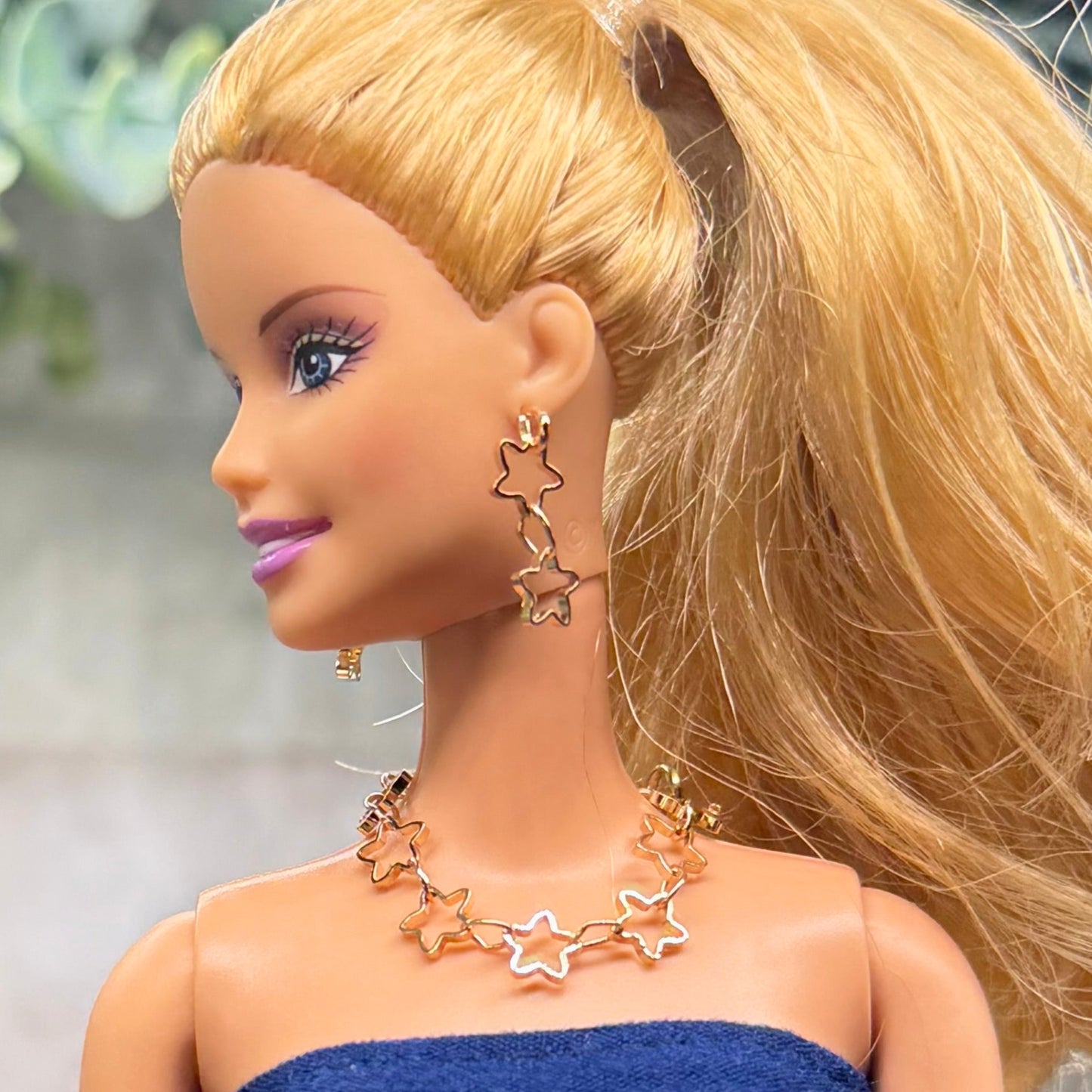 Open Work Gold Star Chain Doll Necklace & Earrings Set for 10-12 Inch 1:6 Fashion Doll