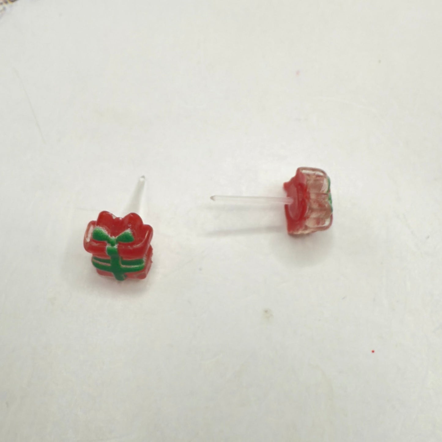 Red Green Christmas Present Gift Silicone Post Doll Earrings • 18 Inch Fashion Doll Jewelry