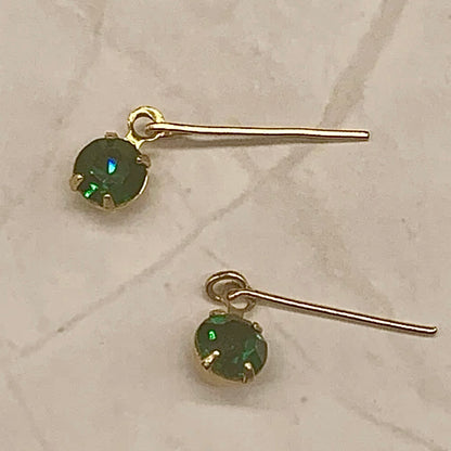 Green Rhinestone Dangle Doll Earrings • 18 Inch Fashion Doll Jewelry