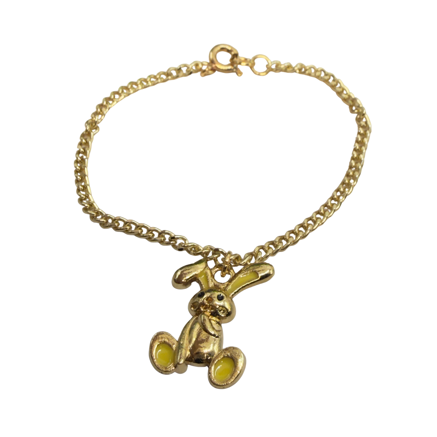 Yellow Ears Paws Floppy Ear Bunny Charm Gold Doll Necklace • 18 Inch Fashion Doll Jewelry