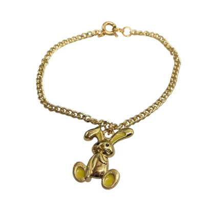 Yellow Ears Paws Floppy Ear Bunny Charm Gold Doll Necklace • 18 Inch Fashion Doll Jewelry