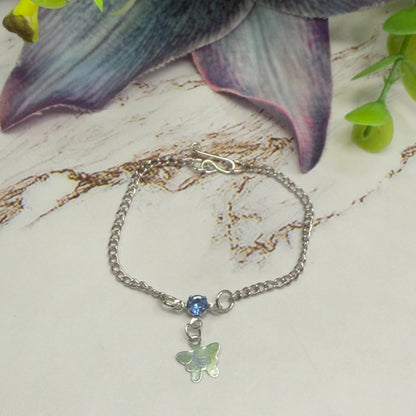 Silver Butterfly Blue Rhinestone Charm Doll Necklace • 14 Inch Fashion Doll Jewelry