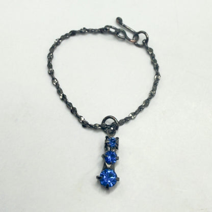 Blue Rhinestone Pendant Black Chain Doll Necklace • 16 Inch Fashion Doll Jewelry