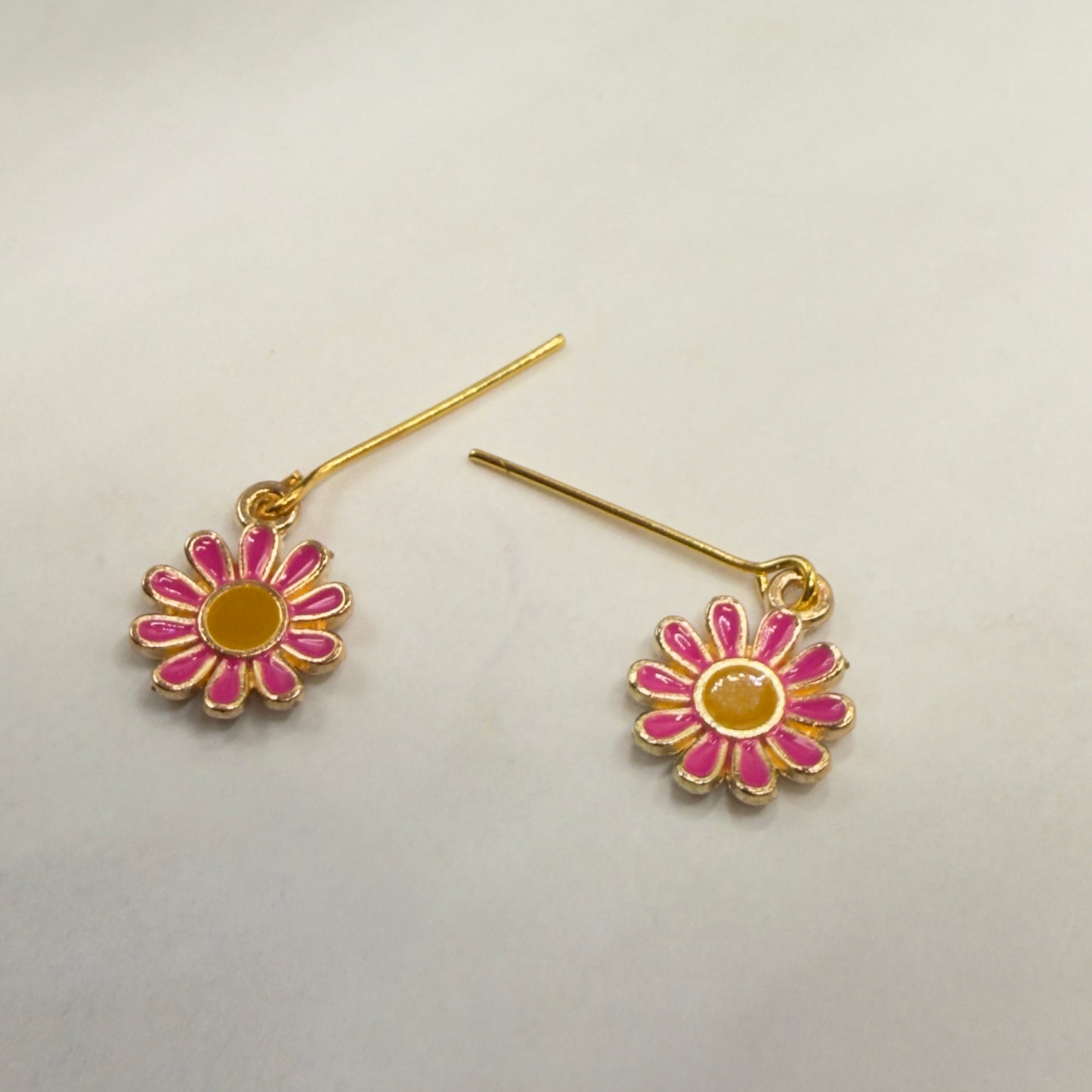 Hot Pink Daisy Flower Dangle Doll Earrings • 18 Inch Fashion Doll Jewelry