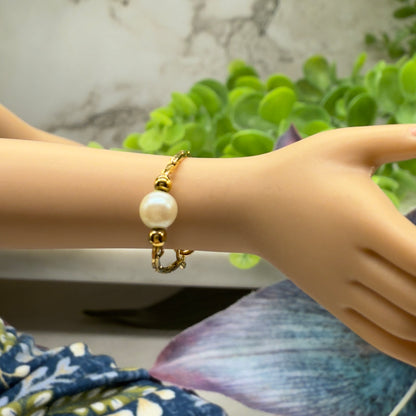 Pearl Gold Serpentine Chain Doll Necklace Earring Bracelet Set • 16 Inch Fashion Doll Jewelry