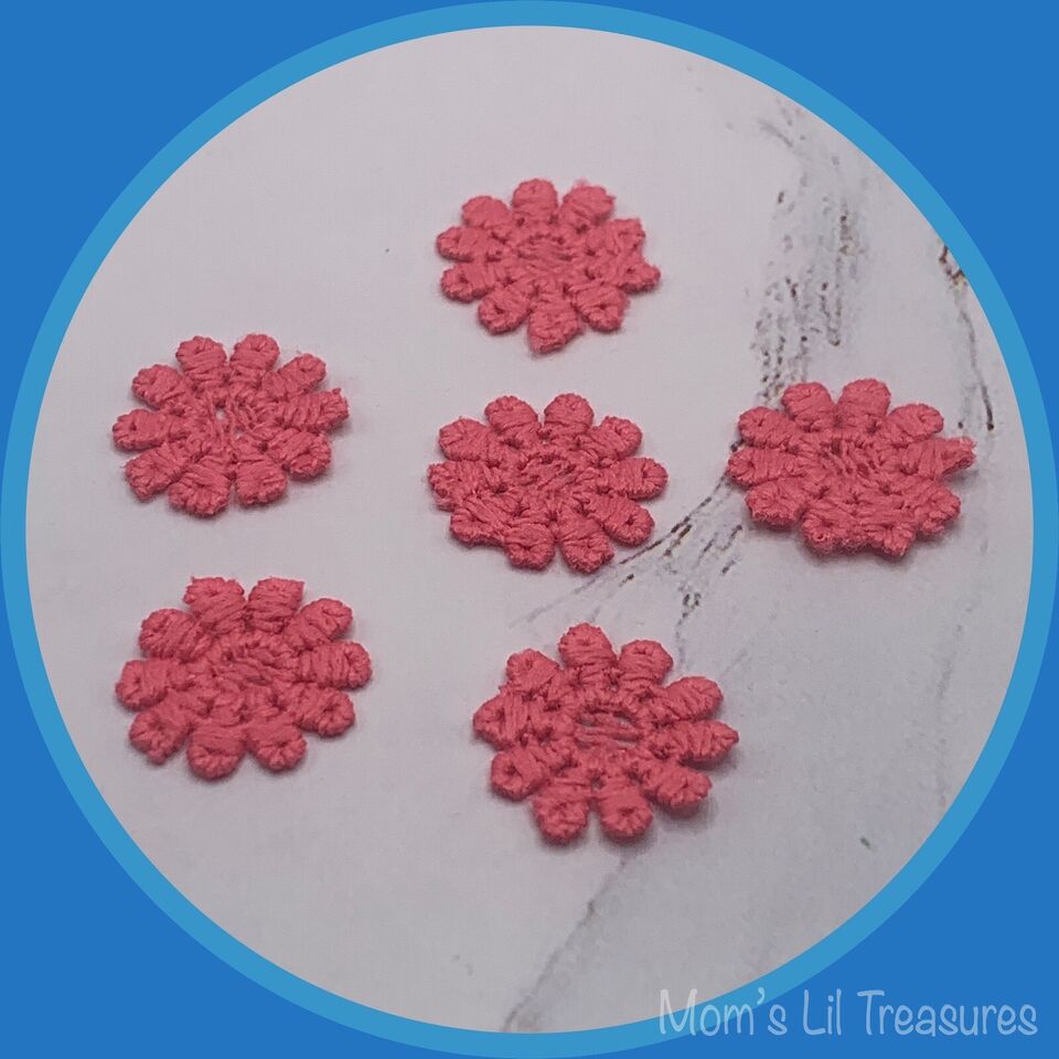 Set Of Six Pink Crochet Fabric Doilies Doily • Dollhouse Miniatures