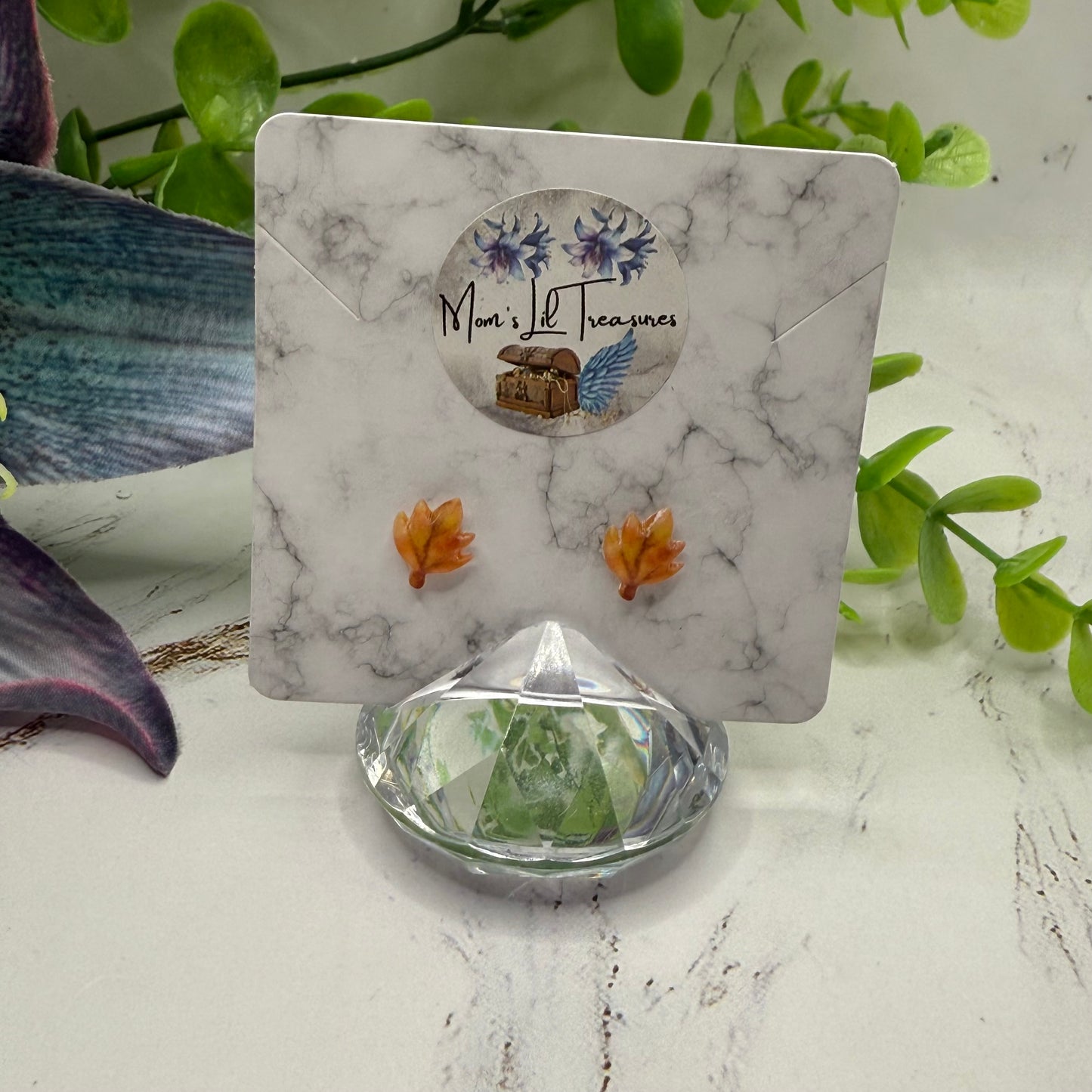 Golden Autumn Fall Leaf Post Doll Earrings • 2mm Post for 18 Inch Fashion Doll