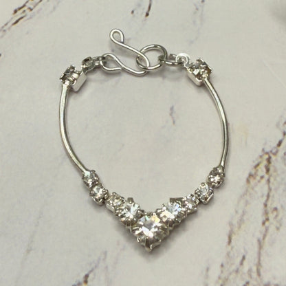V-Shape Clear Rhinestone Silver Curved Link Doll Necklace • 16 Inch Fashion Doll Jewelry