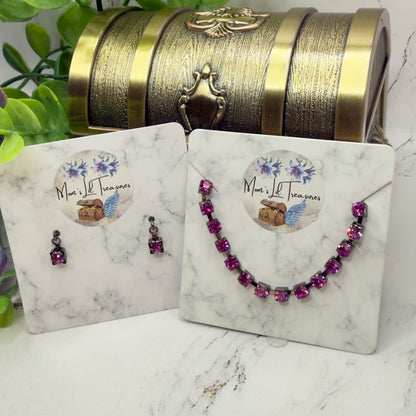 Hot Pink Rhinestone Doll Necklace & Earrings • 14 Inch Fashion Doll Jewelry